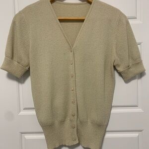 Chic Beige Button-Up Women's Cardigan